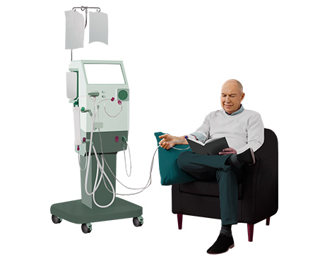 Male patient participating in home haemodialysis