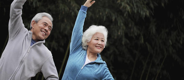 Man and woman exercising